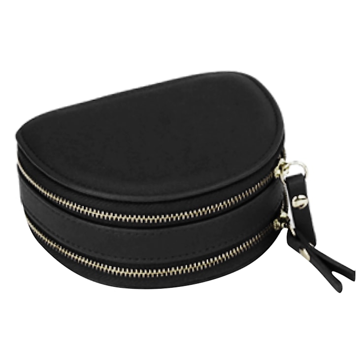 Mele and Co Duo Mini Vegan Leather Travel Jewelry Case Black