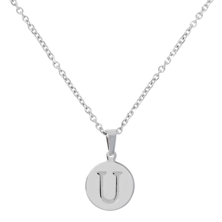 Initial U Charm Pendant Necklace In Silver-Tone