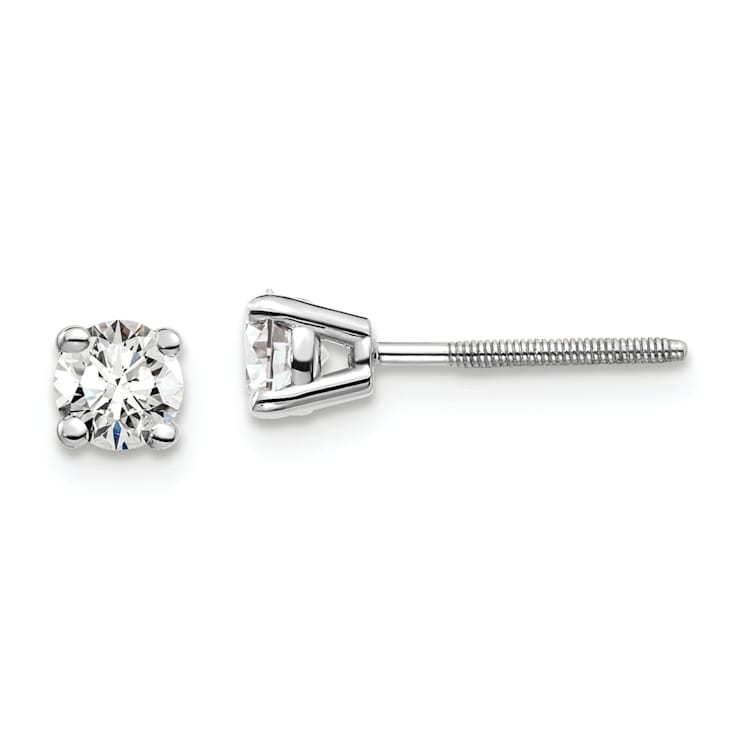 Rhodium Over 14K Gold Certified Lab Grown Diamond 1/2ct. VS/SI GH+,
Screw Back Earrings