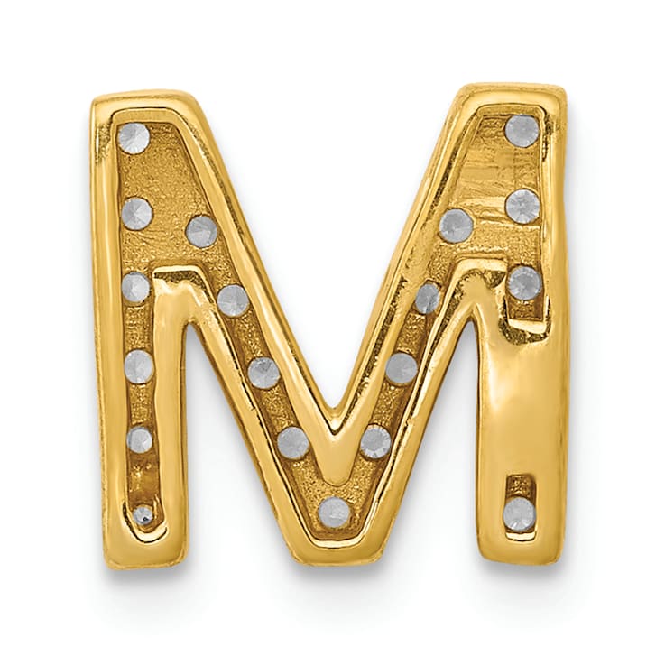 14K Yellow Gold Diamond Letter M Initial Charm