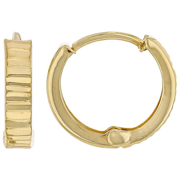 Classic Diamond-Cut Huggie Hoop Earrings In 10K Gold