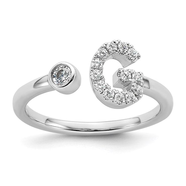 Rhodium Over 14K White Gold Lab Grown Diamond VS/SI GH, Initial G
Adjustable Ring