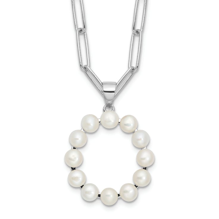 Rhodium Over Sterling Silver 3-5.5mm Freshwater Cultured Pearl LETTER O
18-inch Necklace