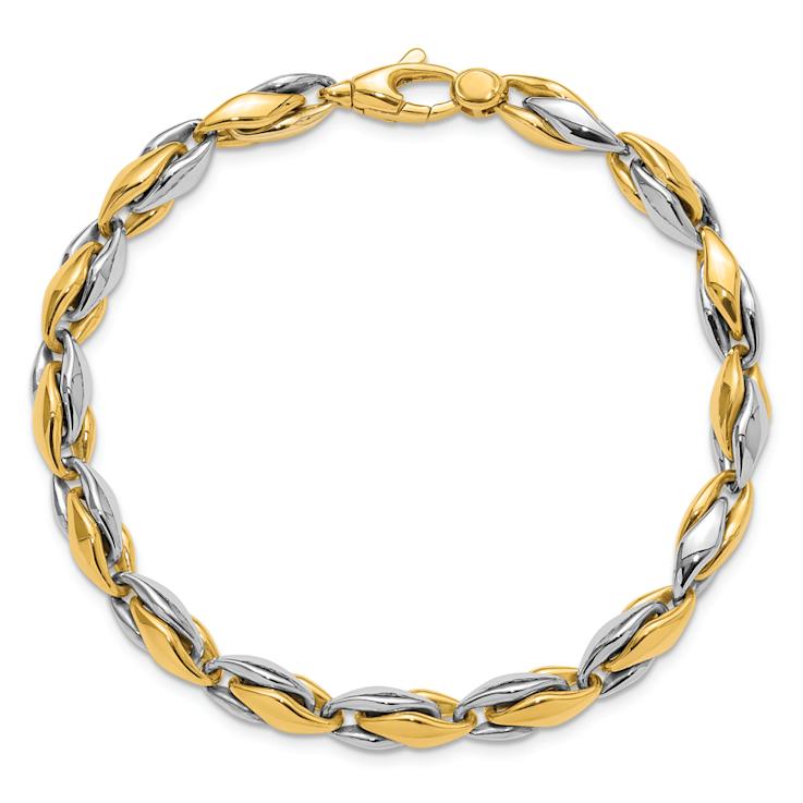 14K Two-tone Gold 5.6mm Polished Fancy Link Bracelet