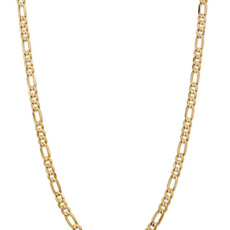 14k Yellow Gold 6mm Solid Concave Open Figaro 22 Inch Chain