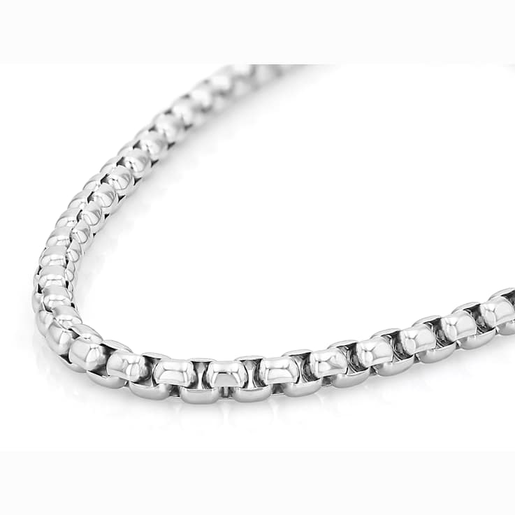 Men's Square Box Chain Necklace 4.9mm In Stainless Steel 22 Inch