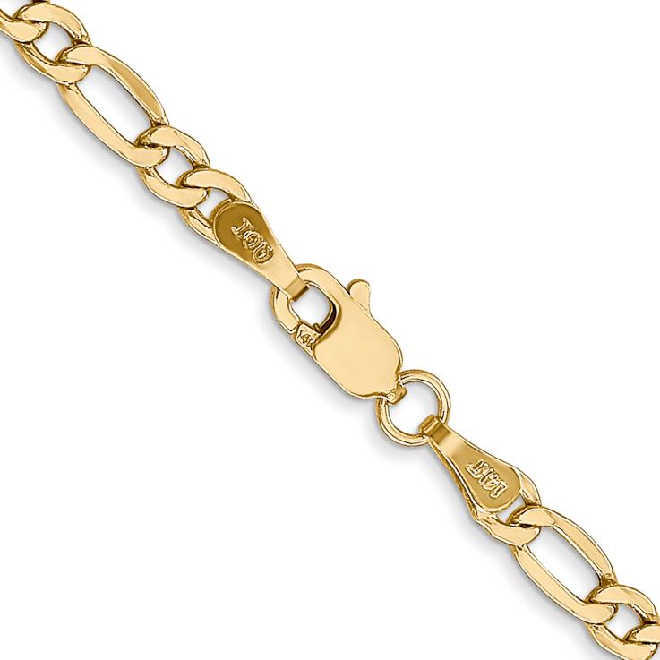 14k Yellow Gold 3.5mm Figaro Link 22 Inch Chain