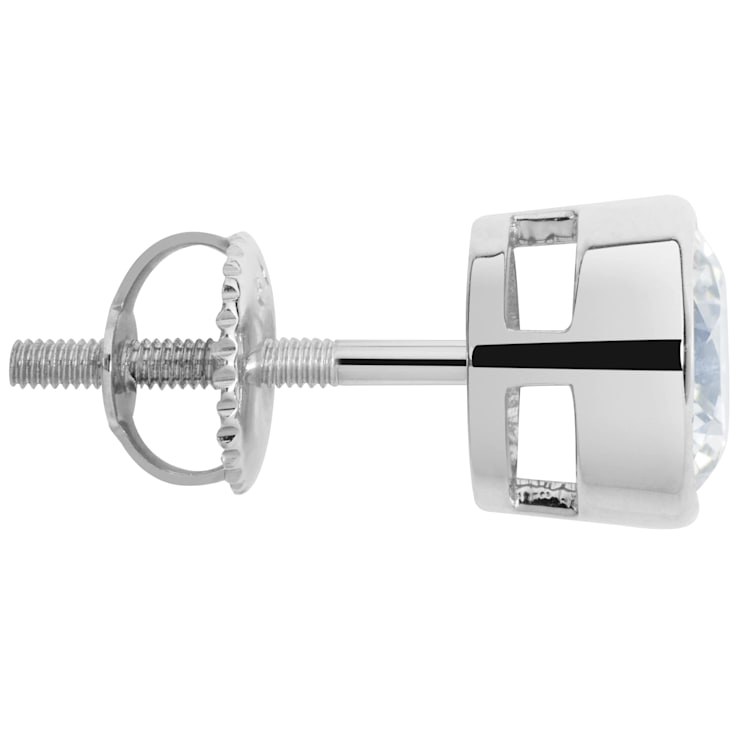 White Cubic Zirconia 14k White Gold Studs With Velvet Gift Box 2.00ctw