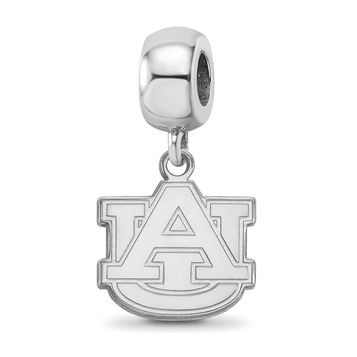 Sterling Silver Rhodium-plated LogoArt Auburn University Small Dangle Bead