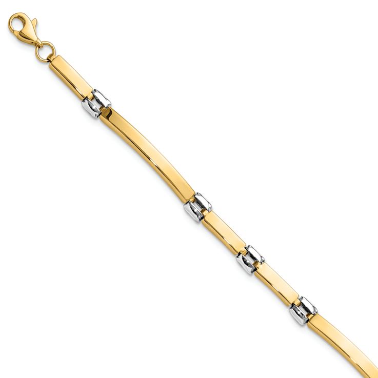 14k Two-tone Gold 4.5mm Polished Fancy Link Bracelet