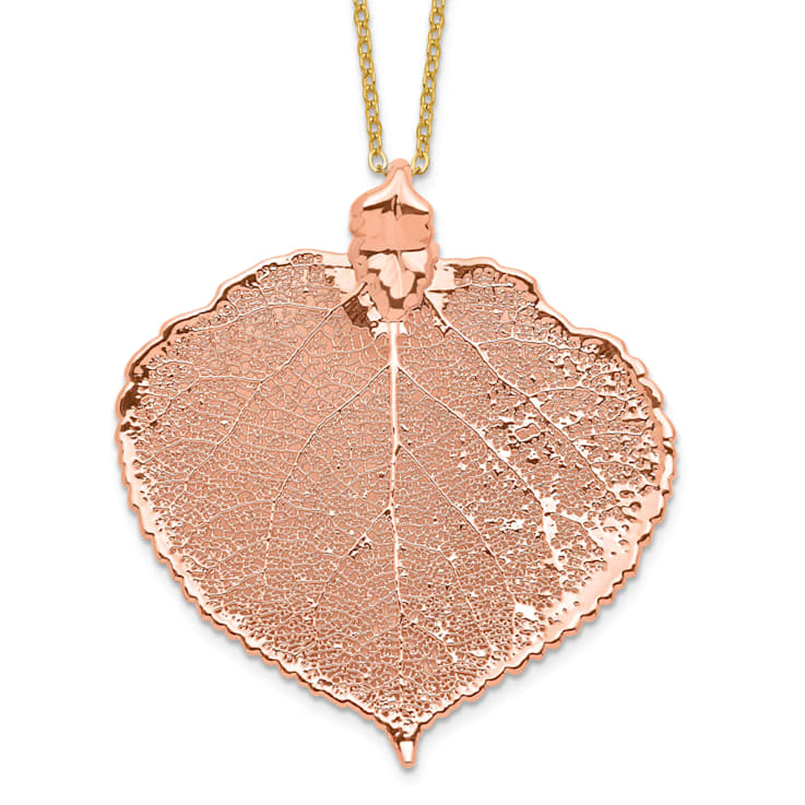 Copper Dipped Aspen Leaf with 20 Inch Gold-plated Necklace
