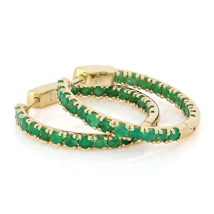 Emerald Inside-Out Hoop Earrings In 18K Gold Over Sterling Silver 3.78ctw