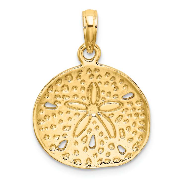 10K Yellow Gold 2D Textured Cut-Out Sand Dollar Charm