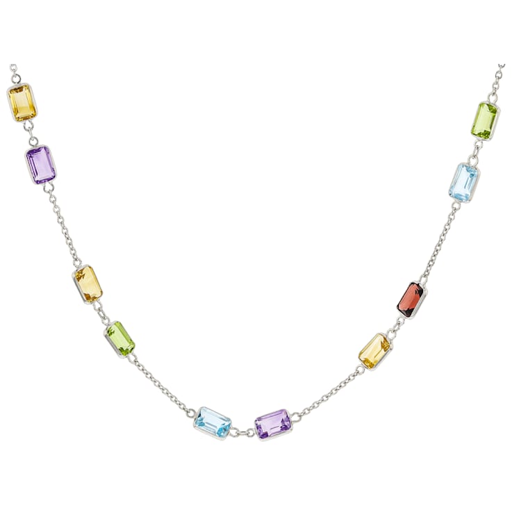 Multi-Gem 14k White Gold 18" Necklace 14.40ctw