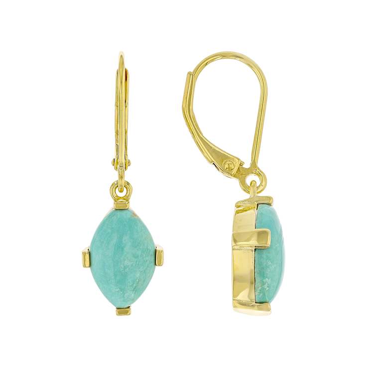 Turquoise 12x8mm Dangle Earrings In 18K Gold Over Sterling Silver