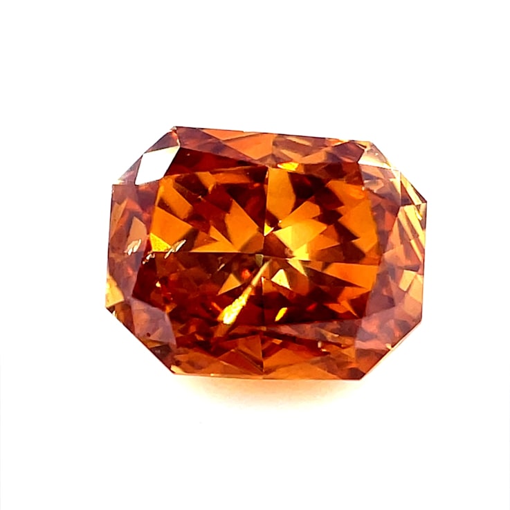 Natural Autumn Color Diamond 6.38x5.05mm Radiant Cut 1.01ct