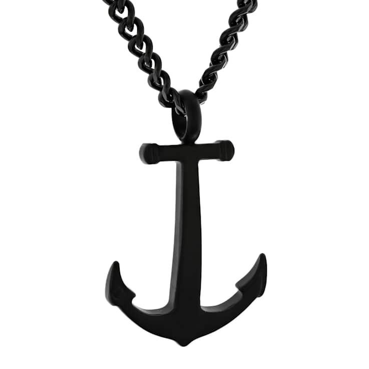 Robert Alton Men's Anchor Pendant With Chain In Black Ion-Plated
Stainless Steel