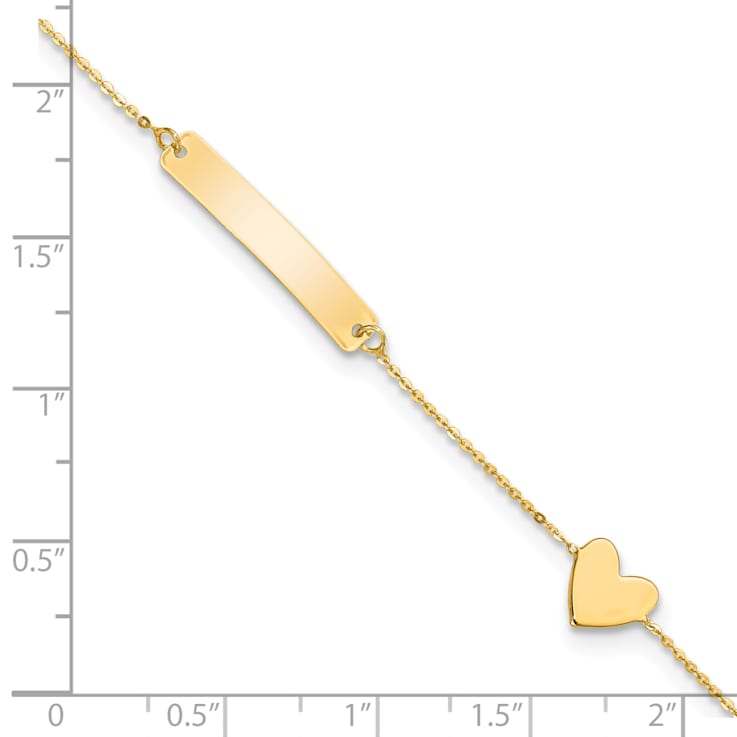 14K Yellow Gold Polished 5.5-inch Heart ID Bracelet