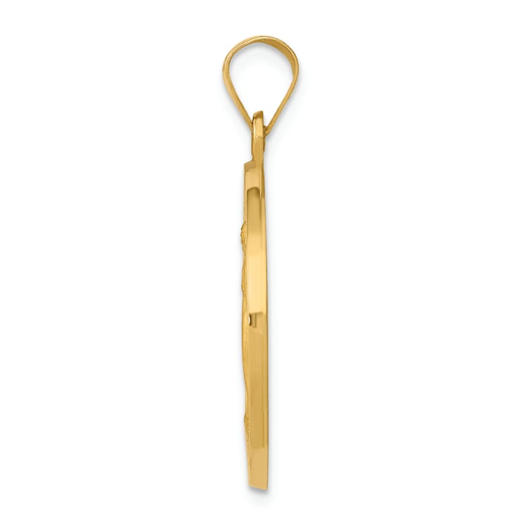 14k Yellow Gold Satin Miraculous Medal Pendant