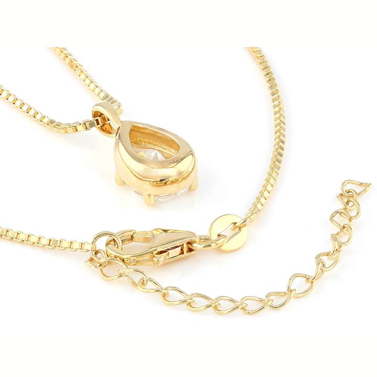 Pear Shape Moissanite Solitaire Pendant In 14K Yellow Gold Over Sterling
Silver 2.10ctw Diamond Equivalent Weight