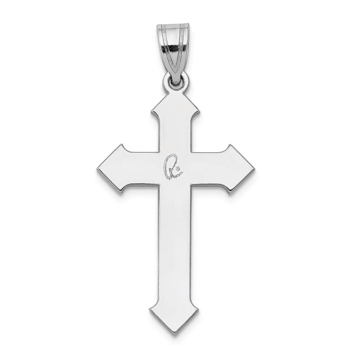 Rhodium Over 14k White Gold Satin Passion Cross Pendant