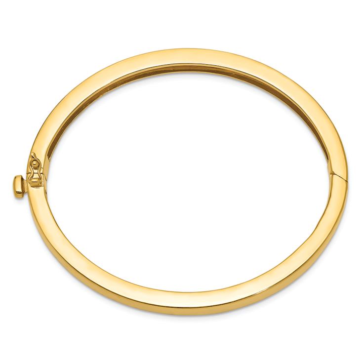 14k Yellow Gold 6.3mm Polished Hinged Bangle Bracelet