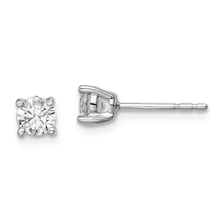 Rhodium Over 14K White Gold Lab Grown Diamond SI1/SI2, G H I, Post Earrings
