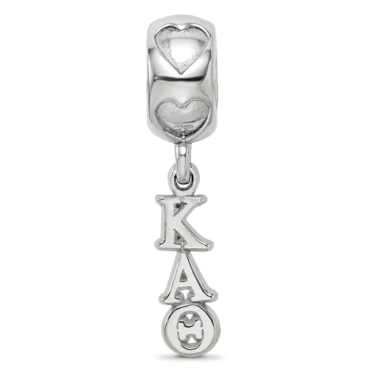 Rhodium Over Sterling Silver LogoArt Kappa Alpha Theta Vertical Letters
Heart Bead