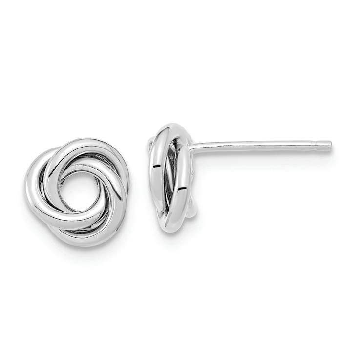 Rhodium Over 14k White Gold Polished 8mm Love Knot Stud Earrings