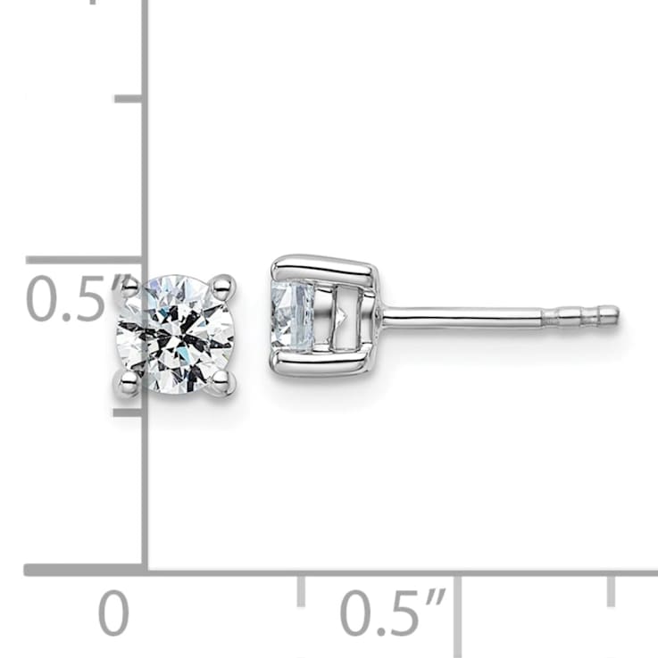 White Lab-Grown Diamond 14k White Gold G-H SI 4-Prong Stud Earrings 0.74ctw