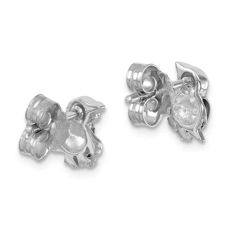 Rhodium Over Sterling Silver Polished Enamel Penguin Post Earrings