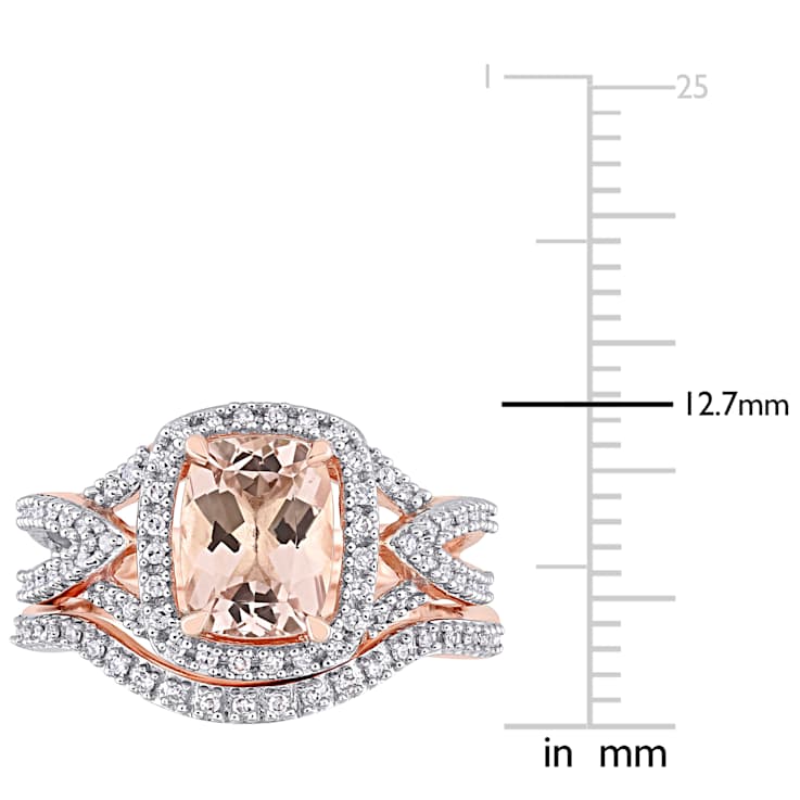 Morganite and Diamond 10K Rose Gold Ring 1.57ctw