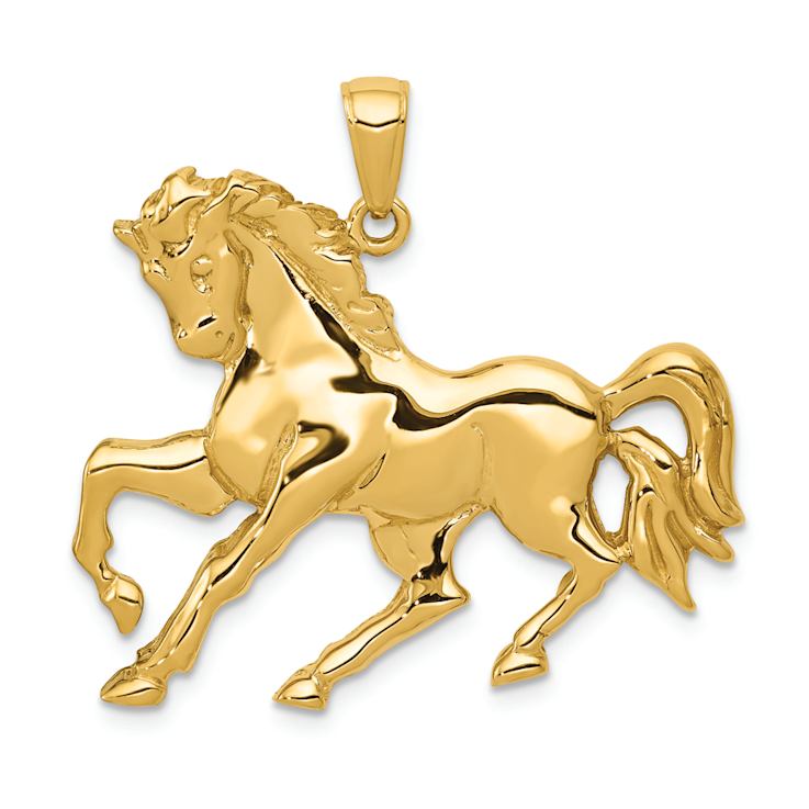 14k Yellow Gold Horse Galloping Pendant