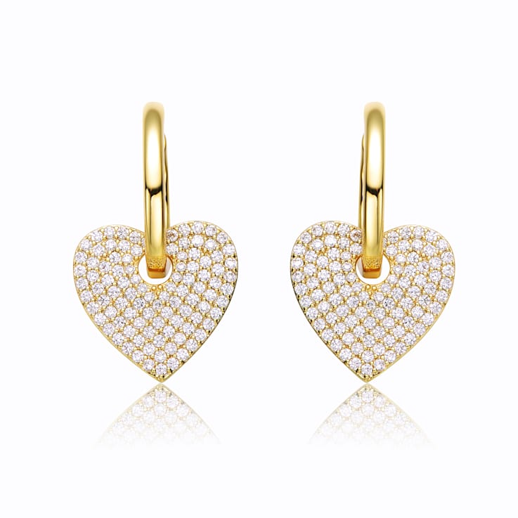 Clear Cubic Zirconia, 14k Gold Plated over Brass Heart Dangle Infinity
Hoop Drop Earrings for Teens