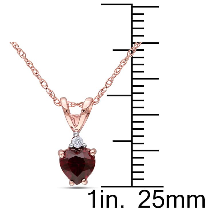 Garnet & Diamond 10K Rose Gold Pendant With Chain 0.55ctw