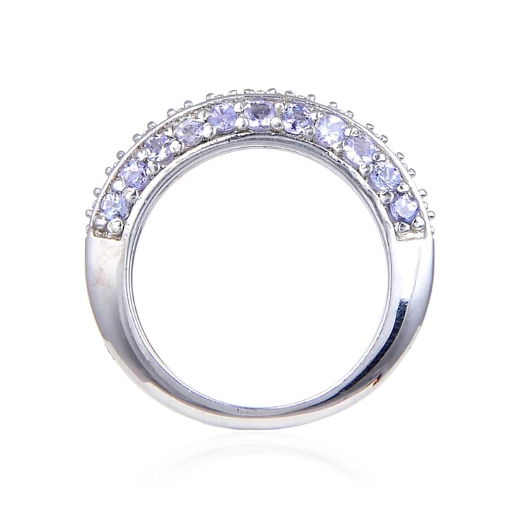 Sterling Silver Tanzanite and White Topaz  Multi-Row Band Ring, 1.04ctw