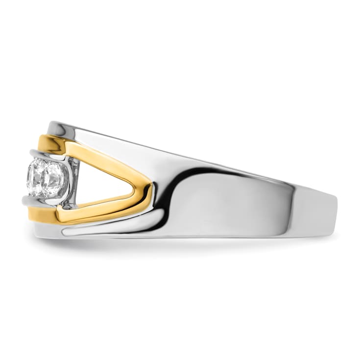 14K Yellow and White Gold Lab Grown Diamond SI1/SI2, G H I, Men's Ring