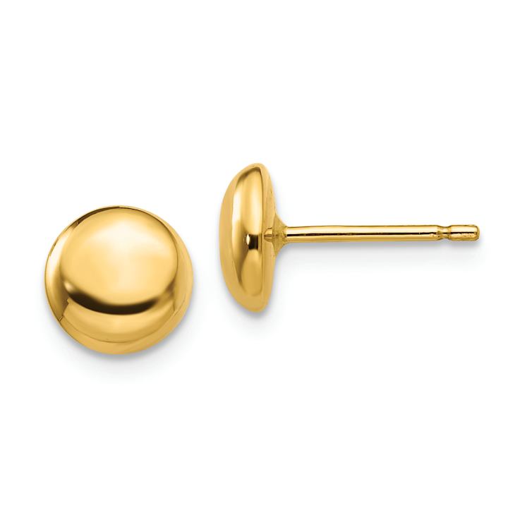14k Yellow Gold 7mm Polished Half Ball Stud Earrings