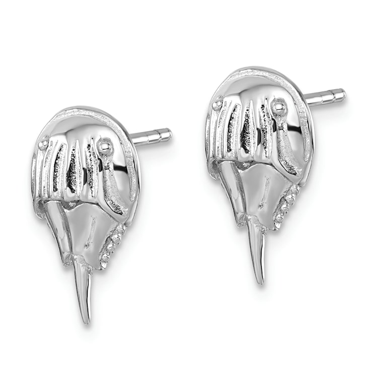 Rhodium Over Sterling Silver Polished Horseshoe Crab Post Earrings
