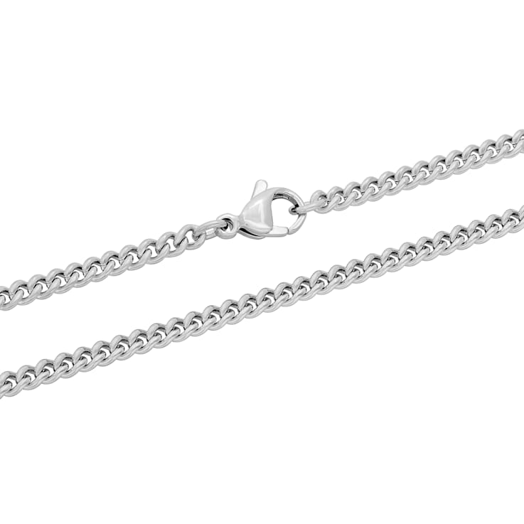 Robert Alton Men's Curb Link Chain Necklace 3.5mm In Stainless Steel 24 Inch