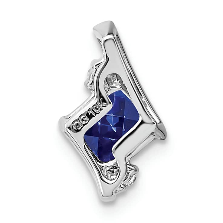 Rhodium Over 10k White Gold 0.65 ctw Cushion Lab Created Sapphire and
Diamond Chain Slide Pendant