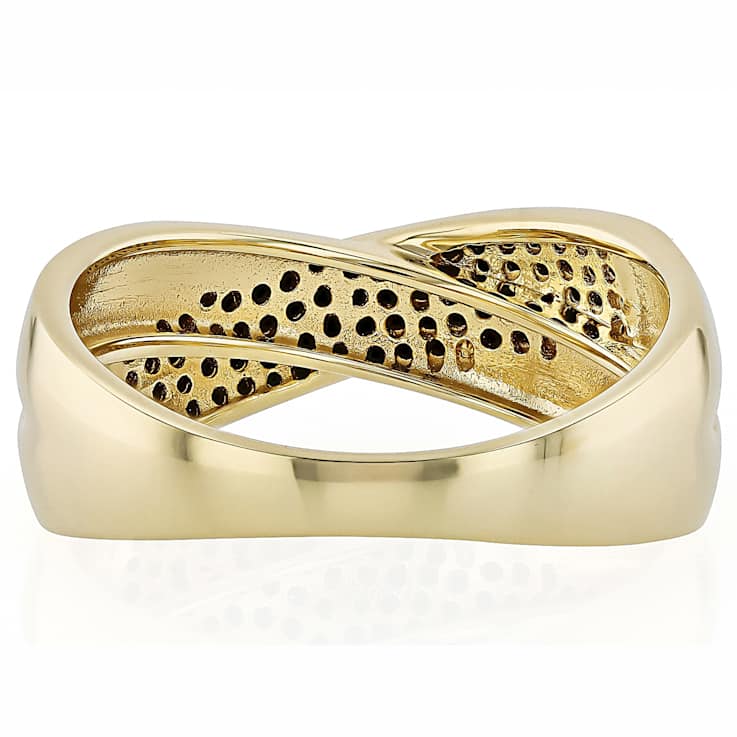 Black Spinel Crossover Band Ring In 18K Gold Over Sterling Silver 0.66ctw