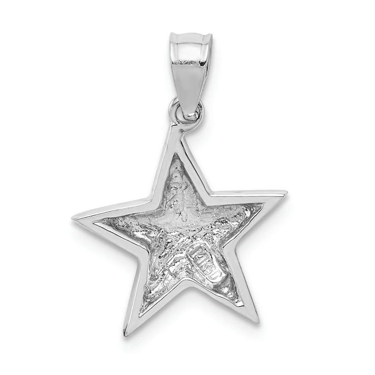Rhodium Over 14k White Gold Polished Star Pendant