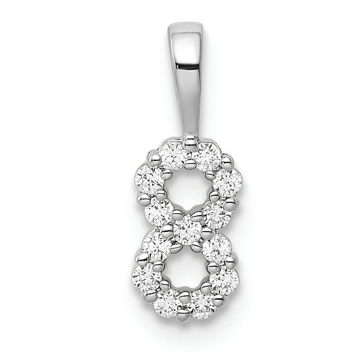 Rhodium Over 14k White Gold Diamond Number 8 Pendant