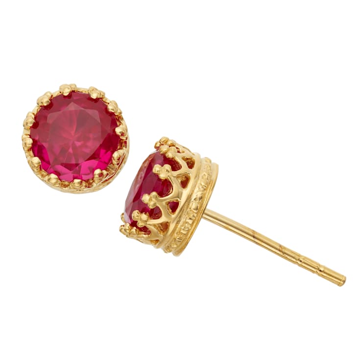 Round Lab Created Ruby14K Yellow Gold Over Sterling Silver Stud
Earrings, 2.00ctw