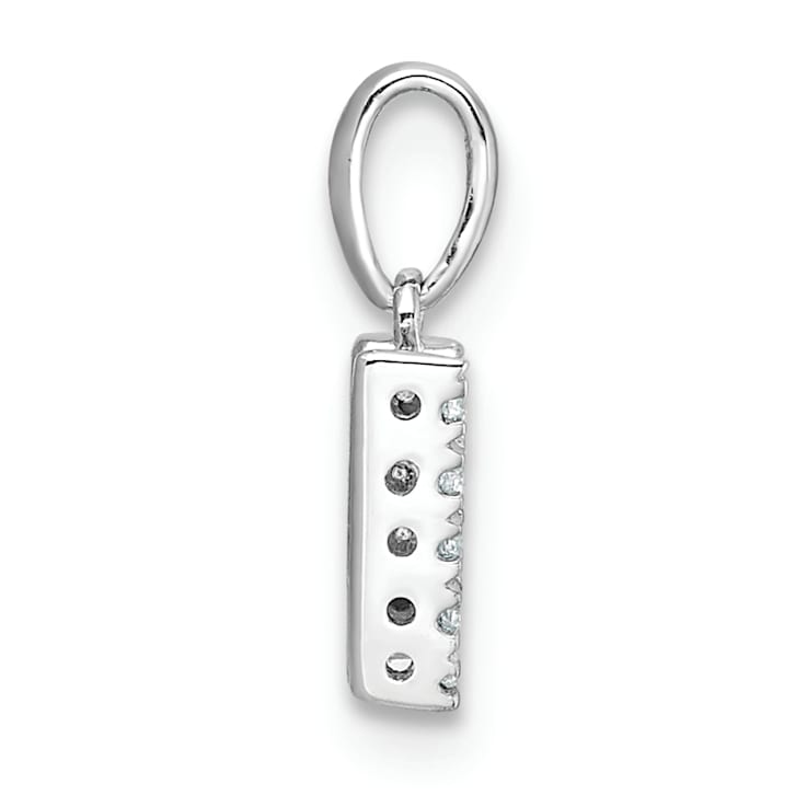 14K White Gold Diamond Letter W Initial with Bail Pendant