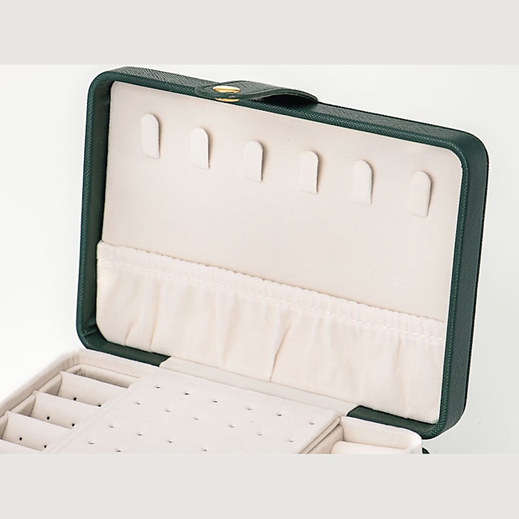 Green 3 Layer Jewelry Box appx 6.7x4.7x3.14"