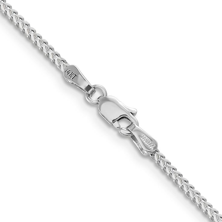 Rhodium Over 14k White Gold 1.3mm Solid Franco 24 Inch Chain