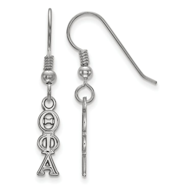 Rhodium Over Sterling Silver LogoArt Theta Phi Alpha Small Dangle Earrings