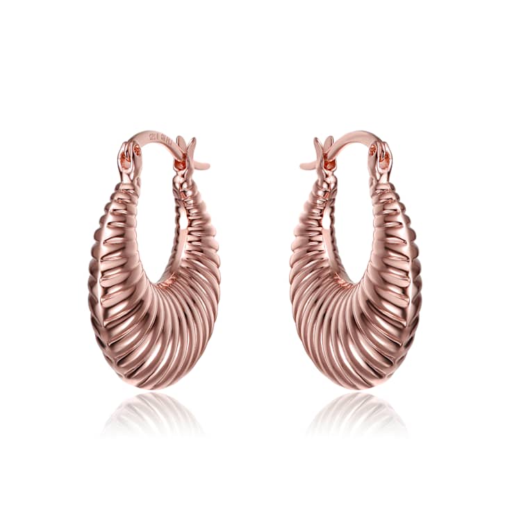 Seashell Hoop Earrings In 18K Rose Gold Over Brass
